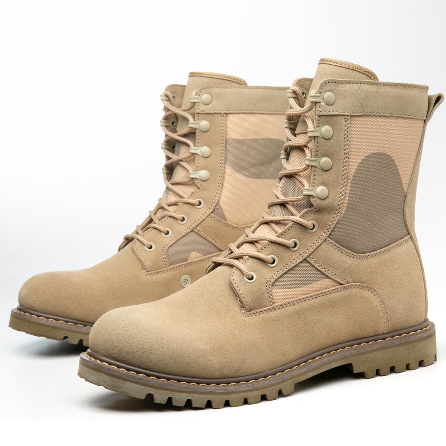 Desert Tan High-Cut Military Combat Boots - IronCladStitch